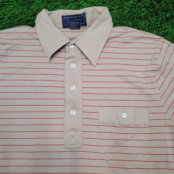 VTG 70s Finalist Dagger Collar Knit Polo Mens XS Horizontal Stripe - Picture 2 of 11